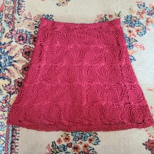 Rust Red Lace Ann Taylor Loft Skirt